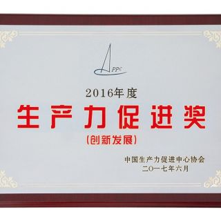 2017年獲全國生產(chǎn)力促進創(chuàng)新發(fā)展獎