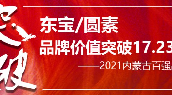 東寶/圓素榮膺“2021內(nèi)蒙古百強(qiáng)品牌” 品牌價(jià)值持續(xù)突破已達(dá)17.23億元